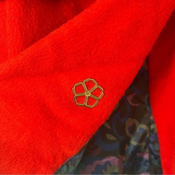 TRINA TURK Ruby Wool Alpaca Blend Red Teddy Coat - Picture 9 of 13